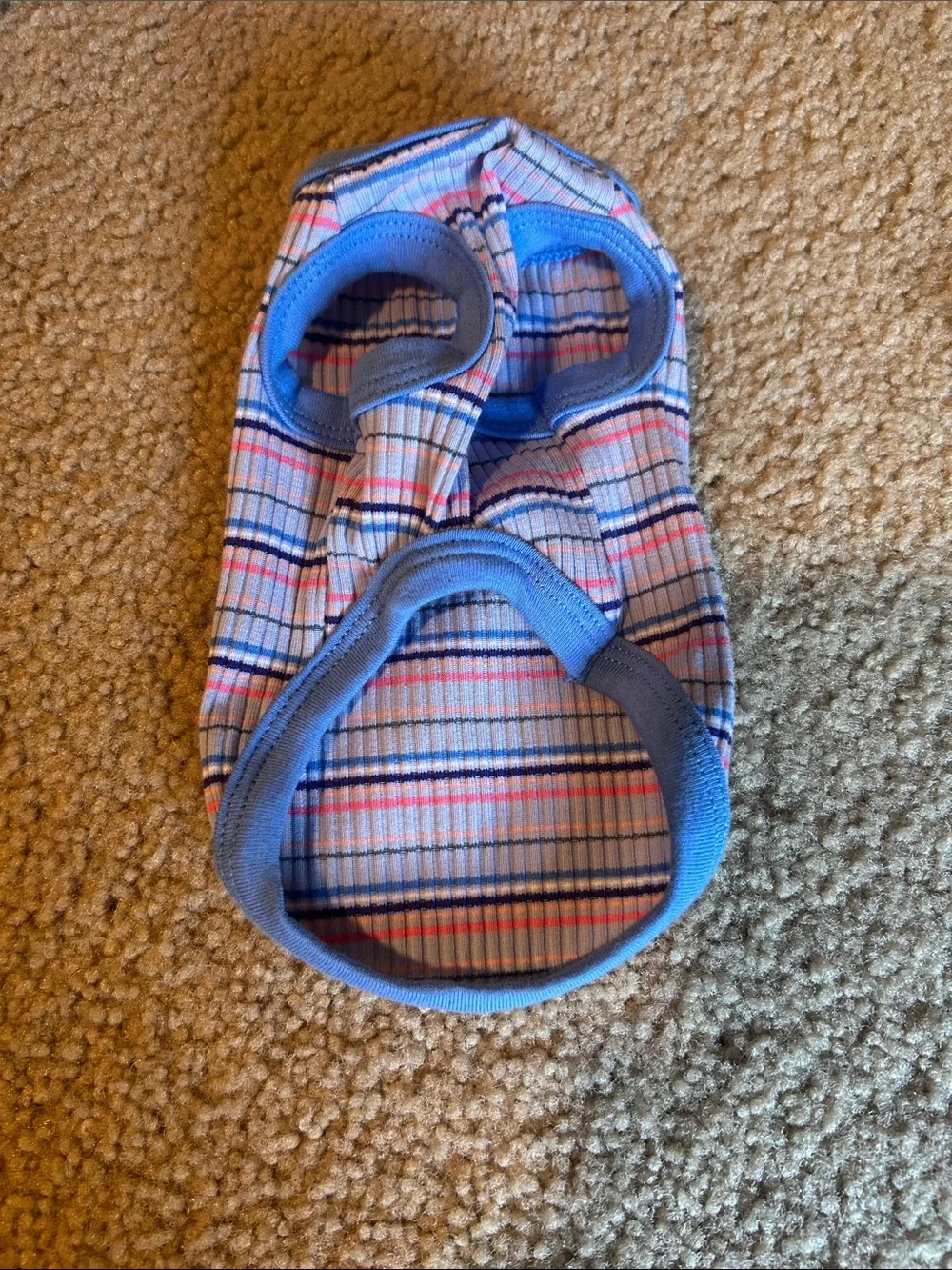 Dog Striped Ribbed tank top- Blue and Pink